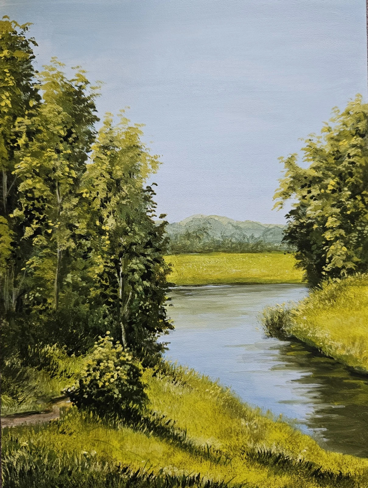 Am Fluss im Sommer – handgemaltes Ölbild von Antje Schubert